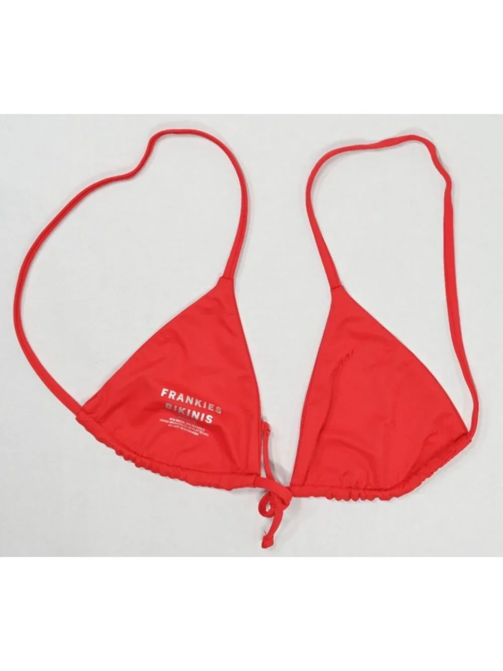 Frankies Bikinis Nick String Triangle Bikini Top in True Red